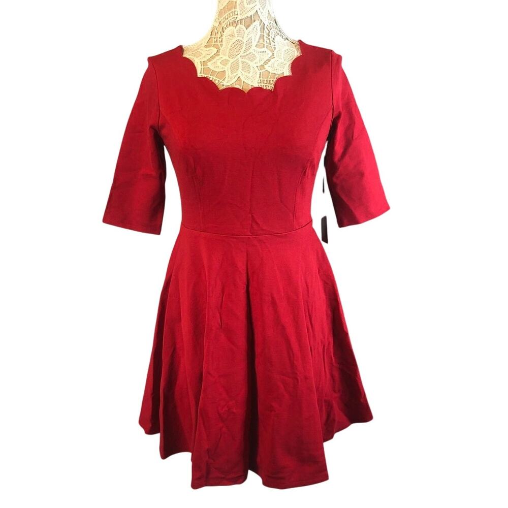 NWT Lulus Tip the Scallops Red Scalloped Skater D… - image 3